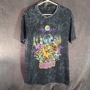 Scooby-Doo! Scooby Shaggy  Villains Black Bleached Tie Dye Graphic Tee VG M